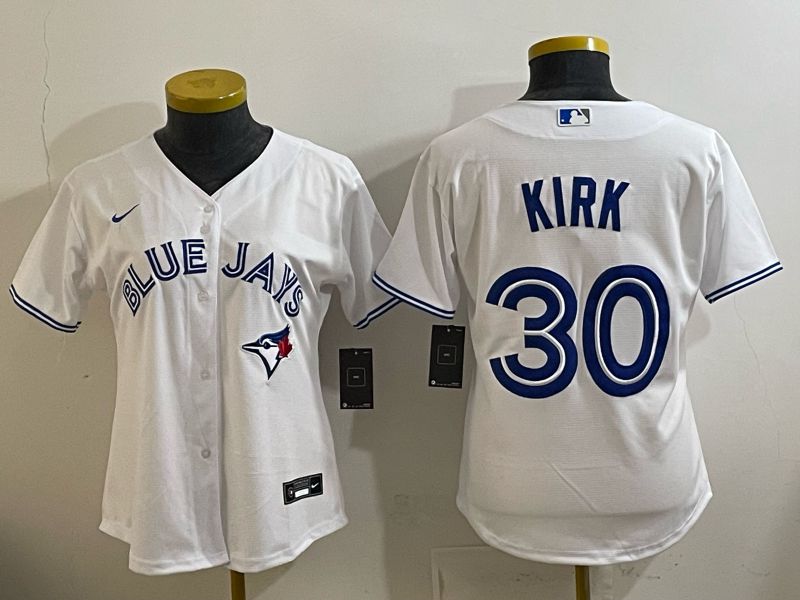 Women 2025 Toronto Blue Jays #30 Kirk white Game Nike MLB Jersey style 001